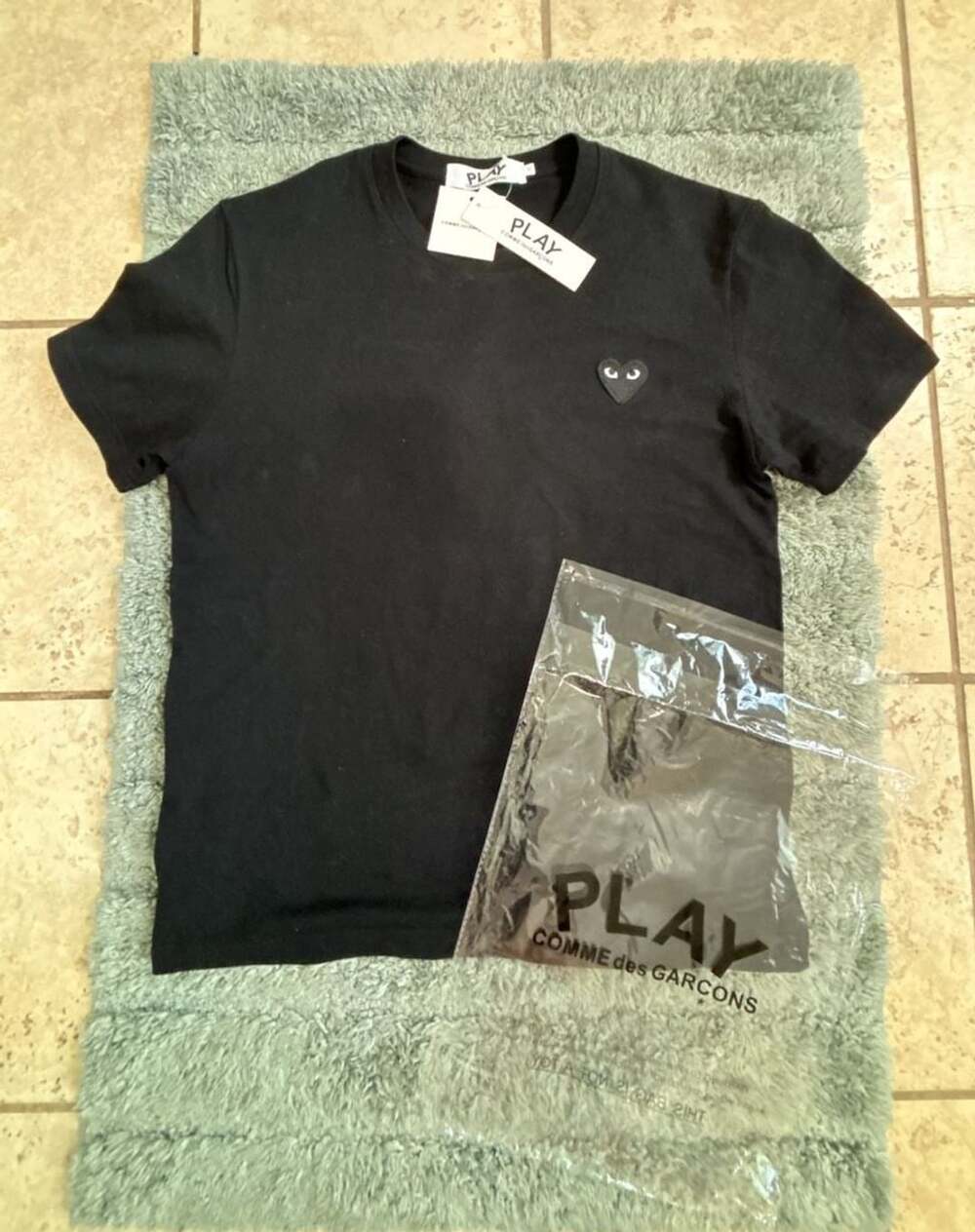 Comme des Garçons PLAY Signature Heart-Patch T-Shirt in Black